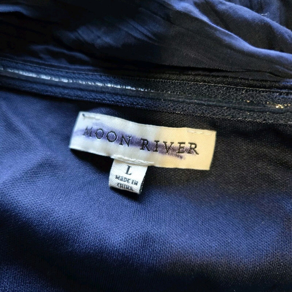 Moon River Navy One Shoulder Ruffle Mini Dress Flower Ruched NWOT Prom Cocktail - Picture 4 of 9